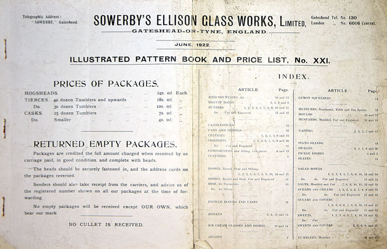 Sowerby Glass Pattern Book- 1922