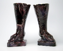 George Davidson pair of Ladies Boot in purple malachite glass