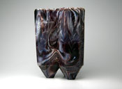 Sowerby 3-sided purple malachite glass vase