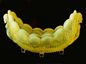Burtles and Tate glass opalescent yellow mermaid dish