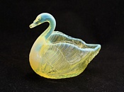 Burtles and Tate glass medium size opalescent yellow swan