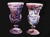 Pair Davidson glass purple malachite vases