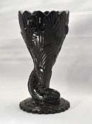 Percival Vickers glass black dolphin vase