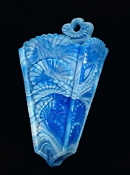 Sowerby glass blue malachite, wall pocket with shell pattern