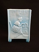 Sowerby glass turquoise blue, nursery rhyme, Cross Patch