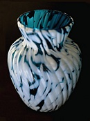 Sowerby Marble Glass, translucent blue with white marbling