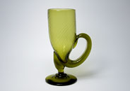Sowerby green wrythen handled goblet