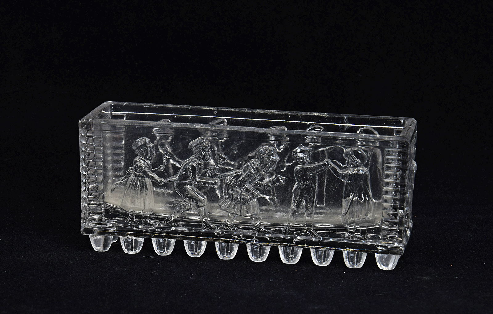 Sowerby clear glass, Nursery Rhyme, Oranges and Lemons, oblong table decoration