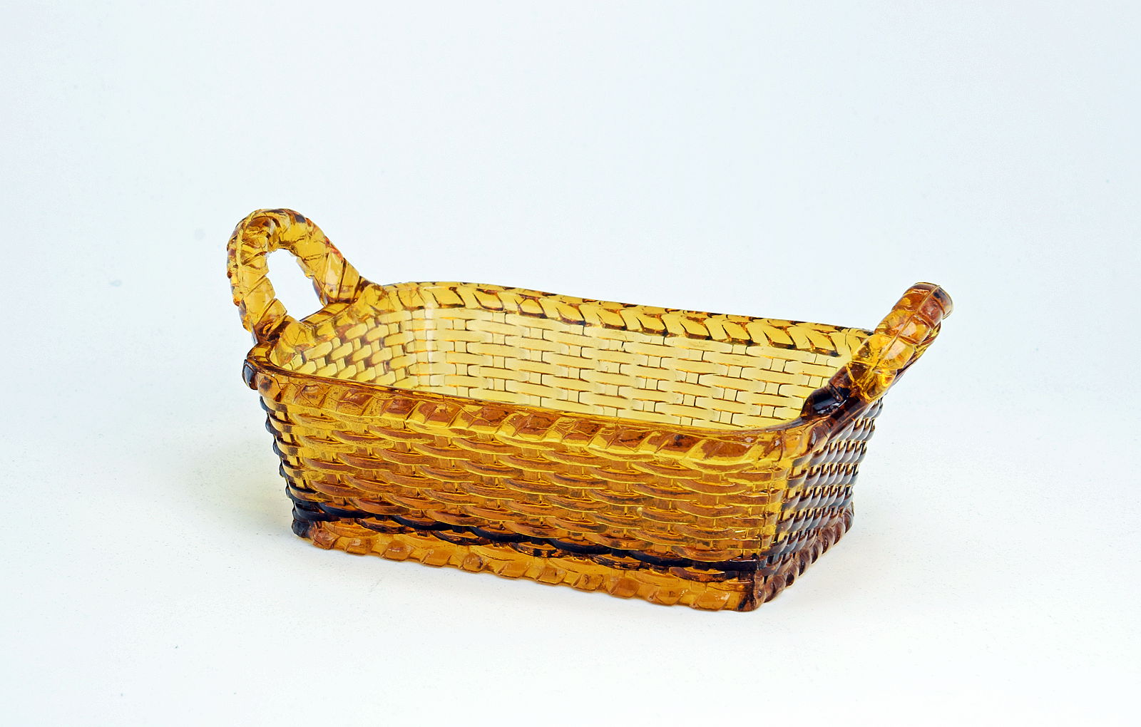 Sowerby gold amber, 2 handled oblong basket