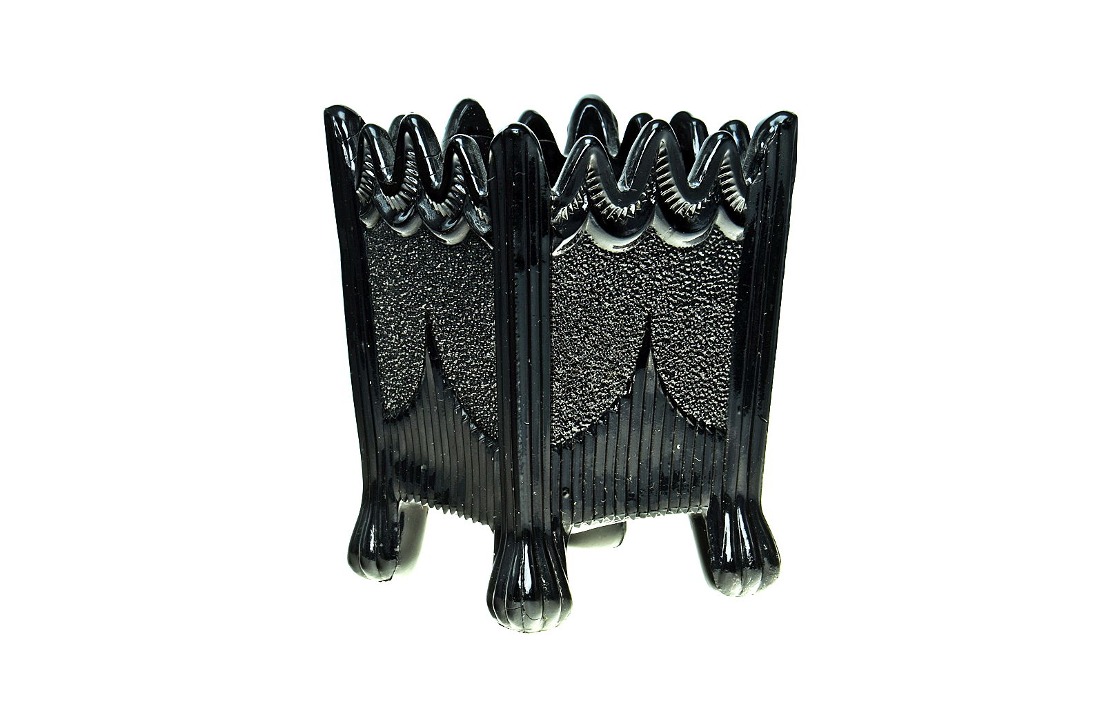 Sowerby jet black, 4 footed square posy vase