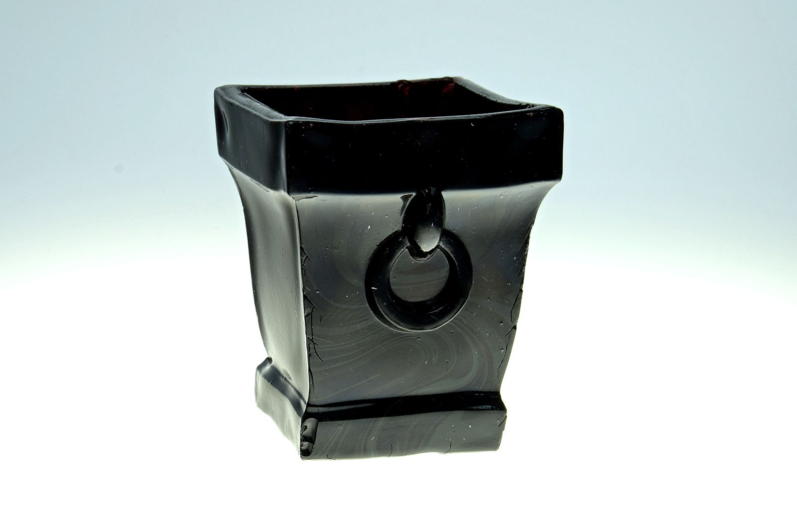 Sowerby jet black, 2 handled, square posy vase