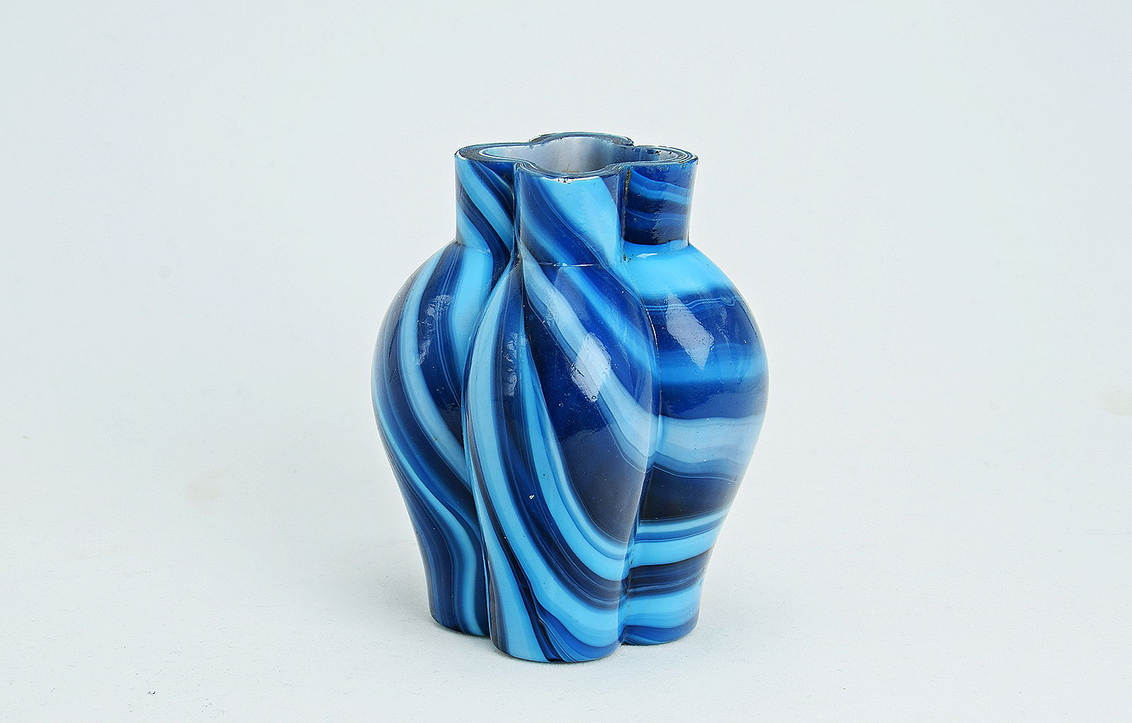 Sowerby blue malachite, small blown bulbous vase