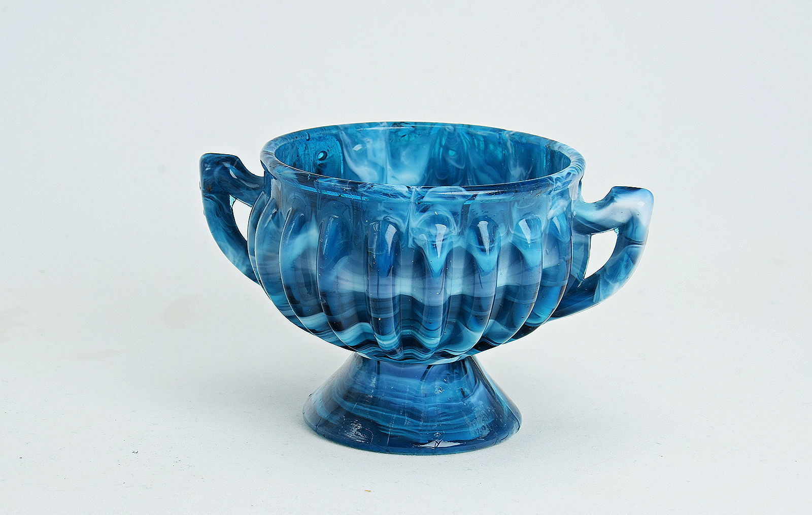 Sowerby blue malachite, posy vase with 2 handles