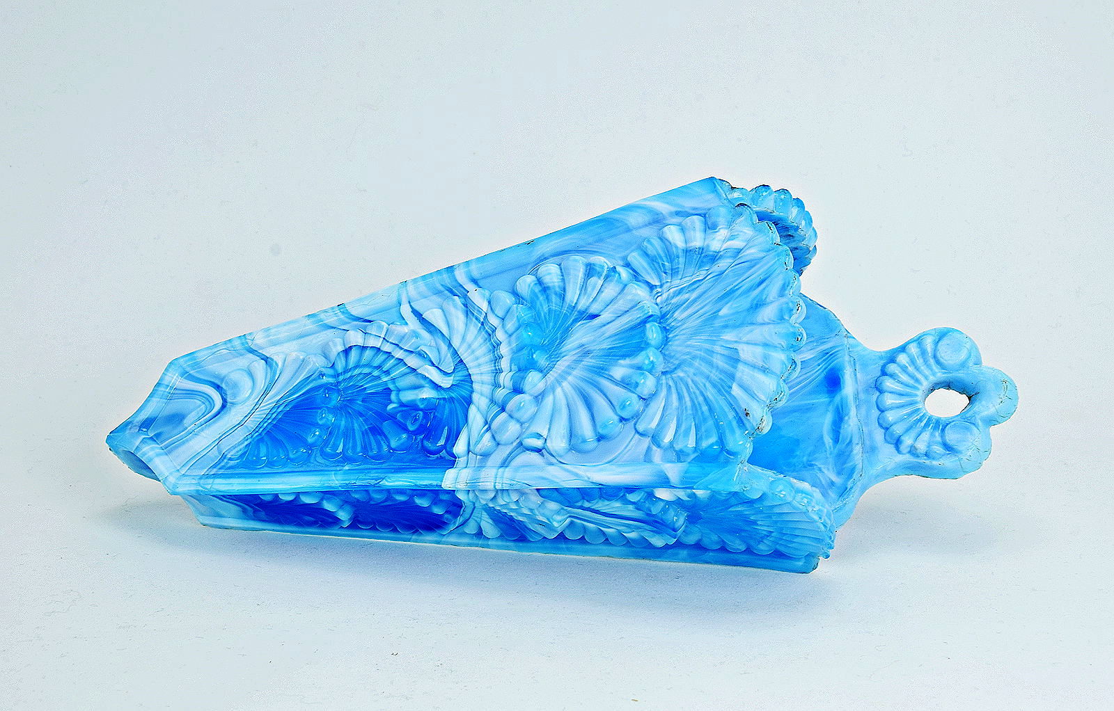 Sowerby blue malachite, wall pocket with shell pattern