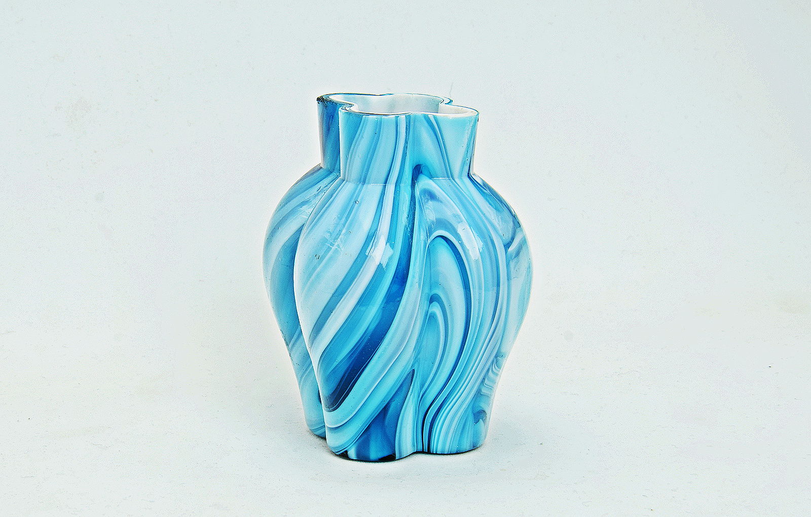 Sowerby blue malachite, small blown bulbous vase