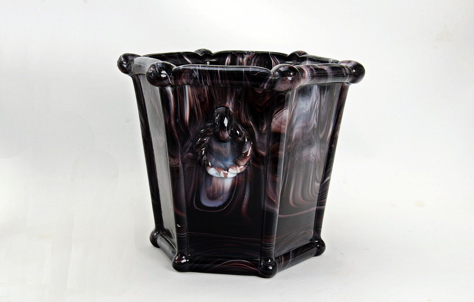 Sowerby purple malachite, large flower pot with rope handles