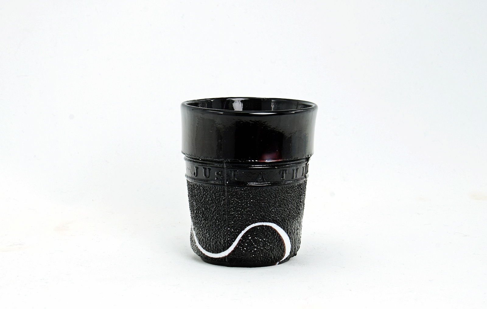 Sowerby purple malachite, small tumbler in the shape of a thimble, marked 'Just a Thimble Full'