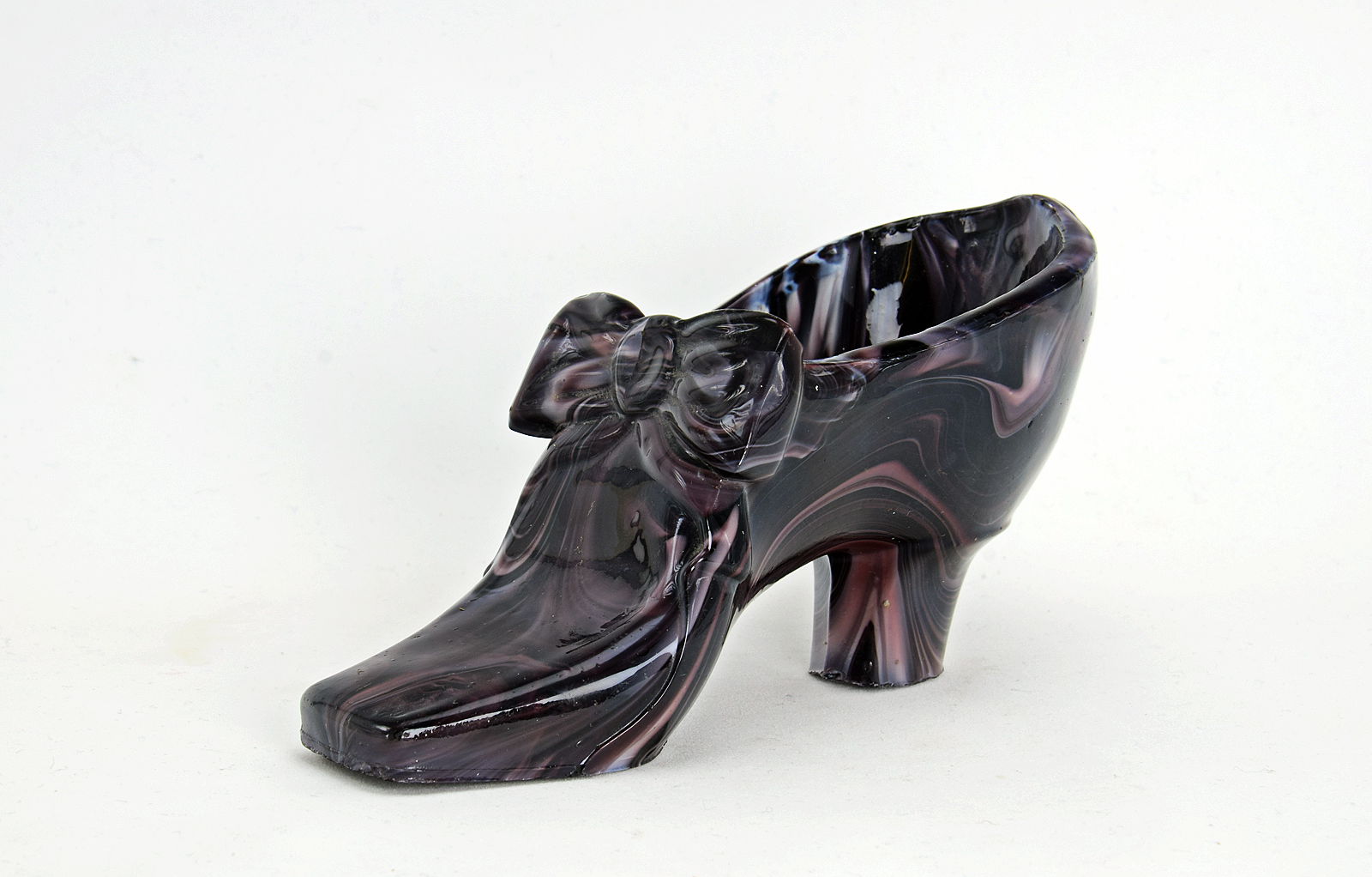 Sowerby purple malachite, shoe shaped vase