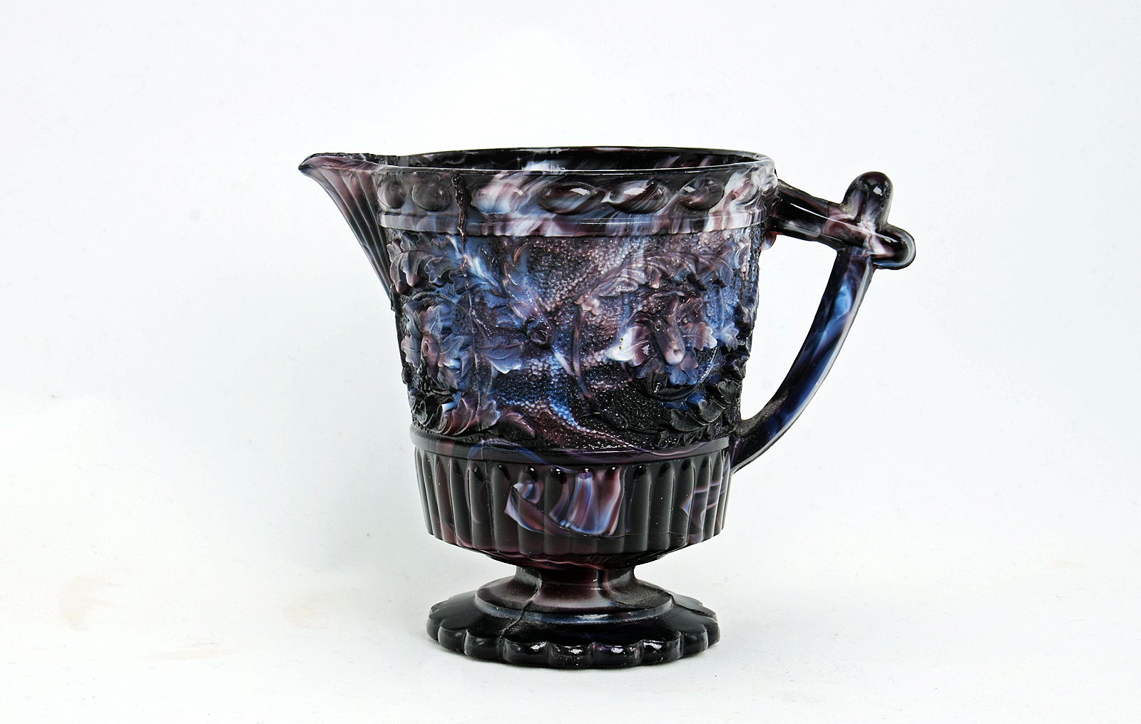 Sowerby purple malachite, cream jug with flower decoration