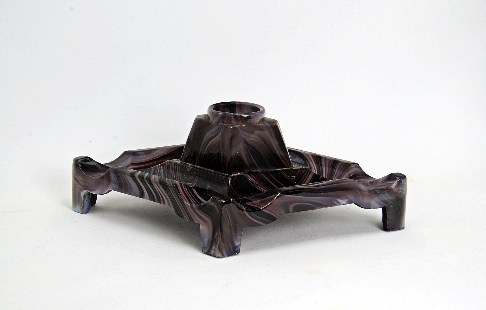 Sowerby purple malachite, large desk inkwell and pen holder (lid missing)