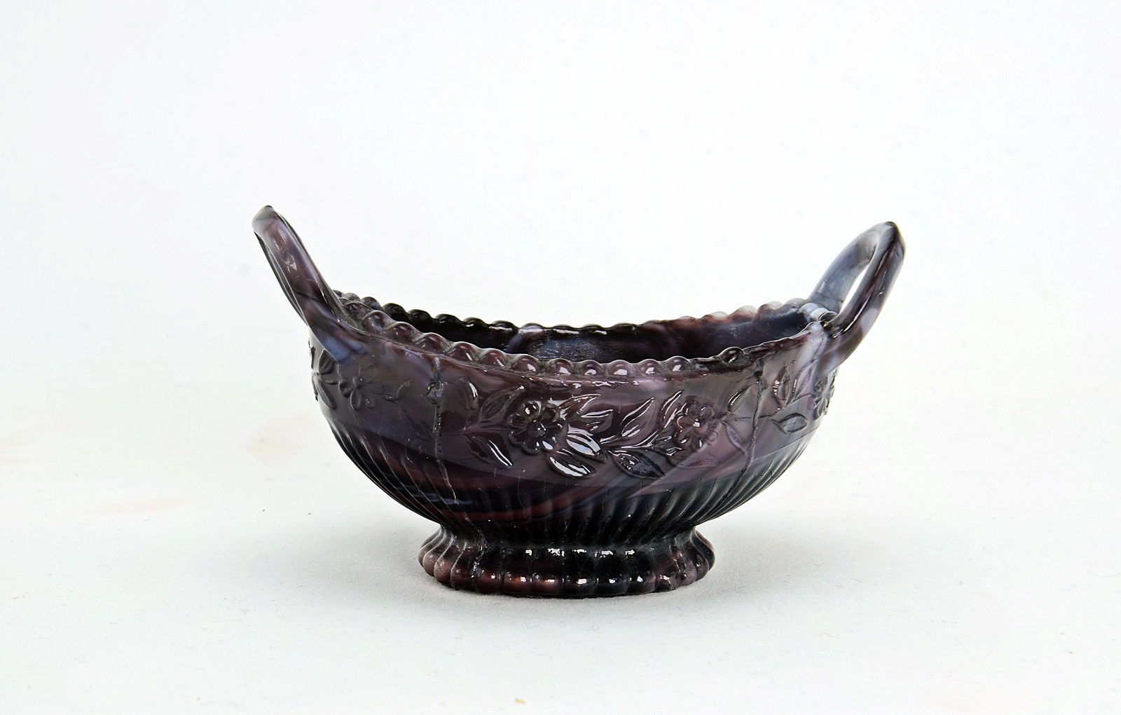 Sowerby purple malachite, open basket with flower pattern