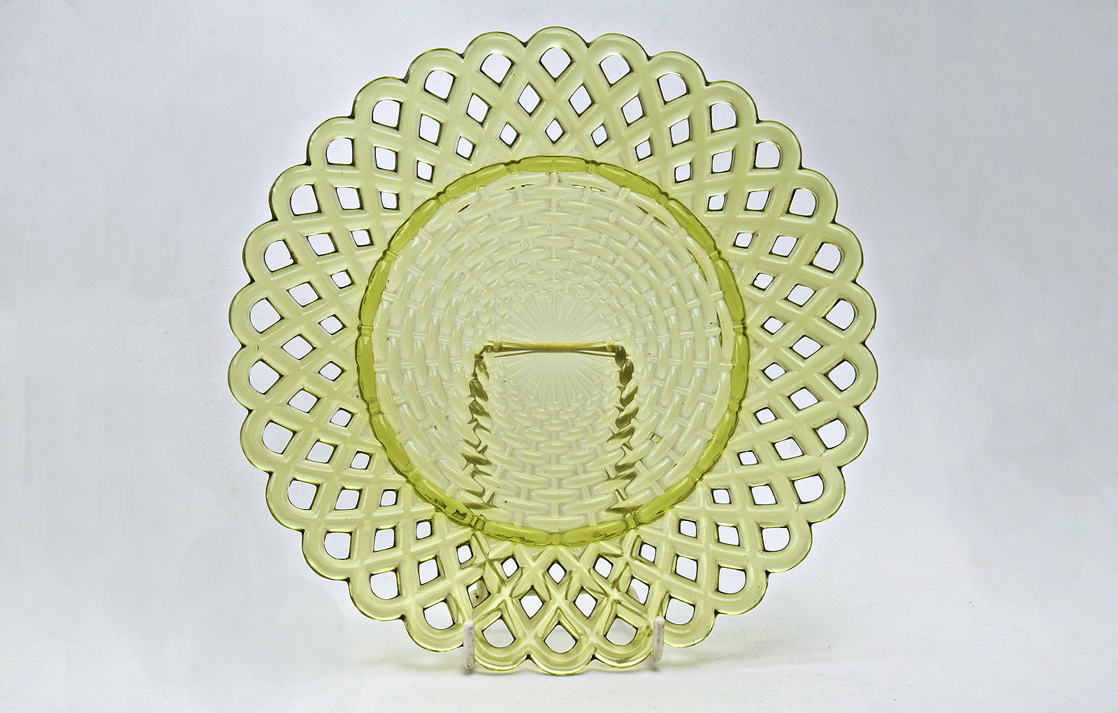 Sowerby translucent green glass ribbon plate