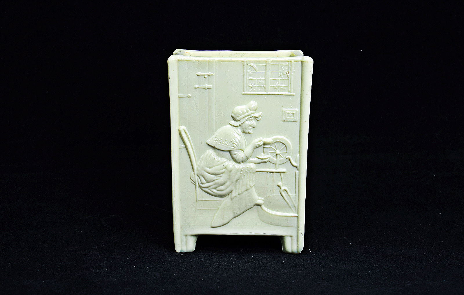Sowerby Ivory Queensware, square flower holder, nursery rhyme, Cross Patch