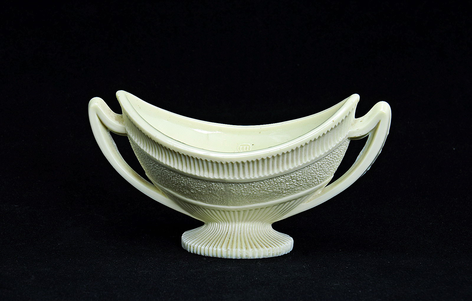 Sowerby Ivory Queensware, boat shaped neo-classical salt