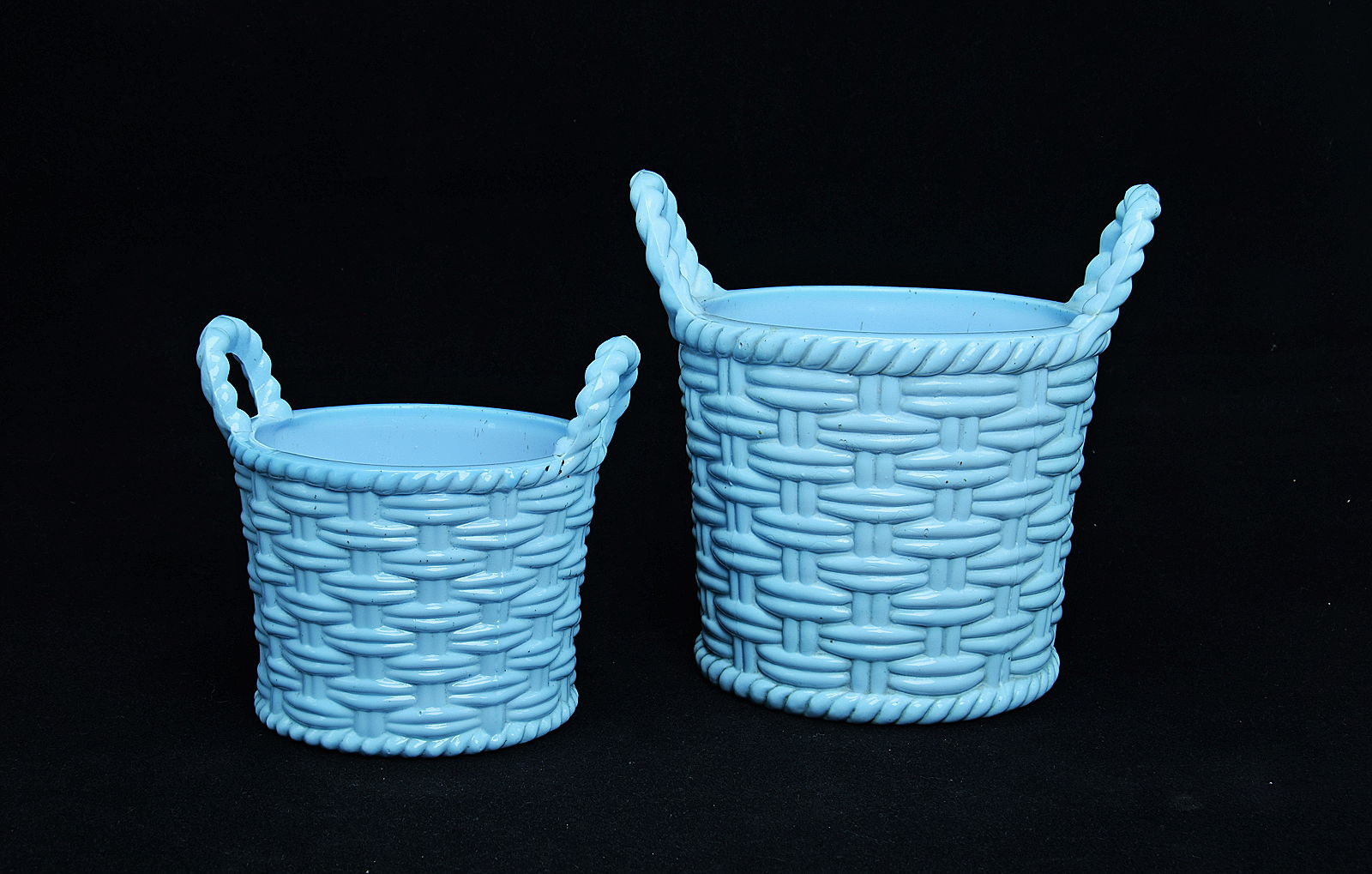 Sowerby turquoise blue, 2off 2 handled, baskets