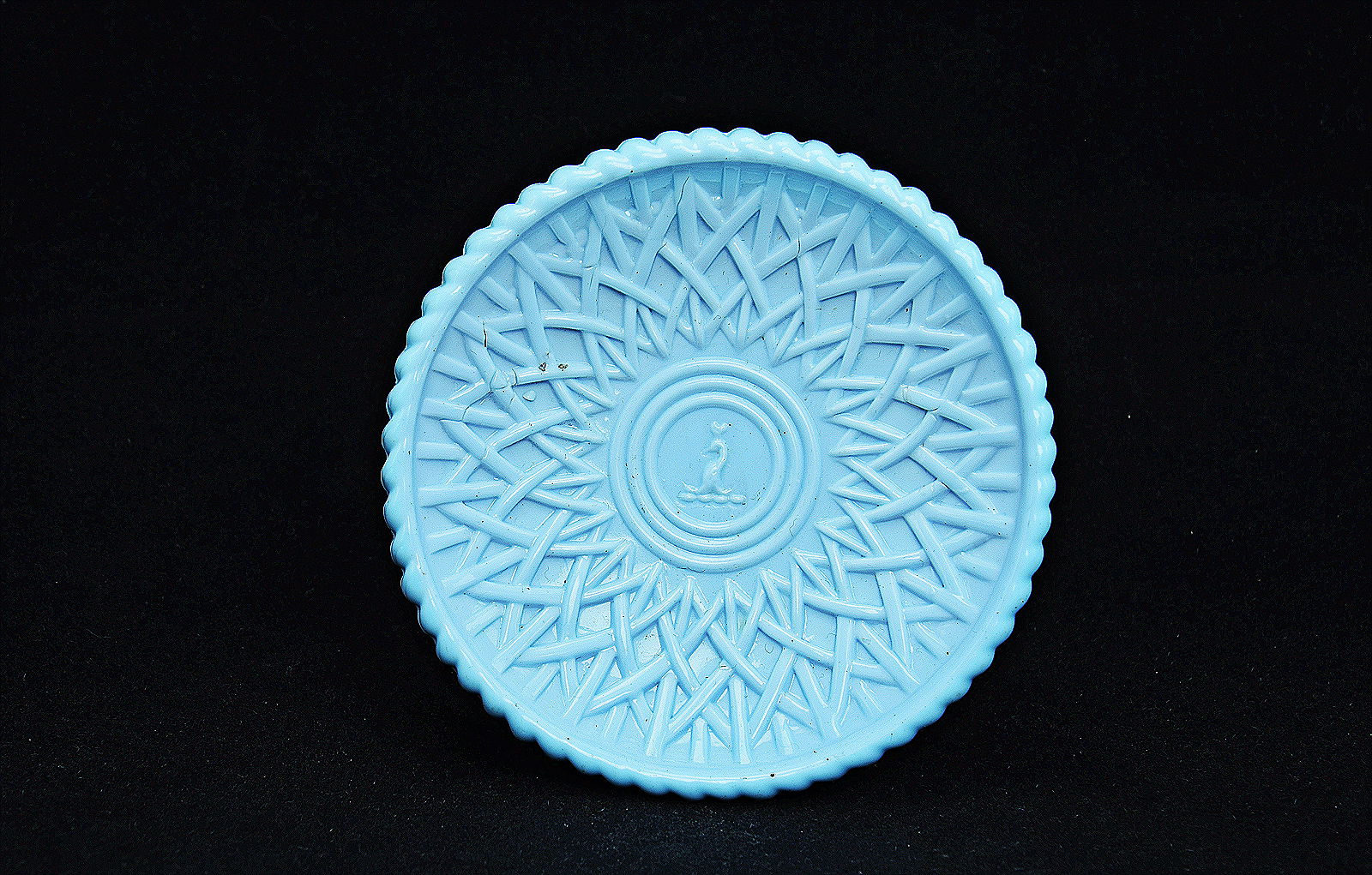 Sowerby turquoise blue, small 3 footed pin tray