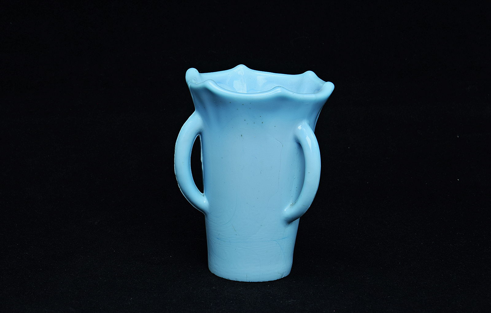 Sowerby turquoise blue, 3 handled small vase
